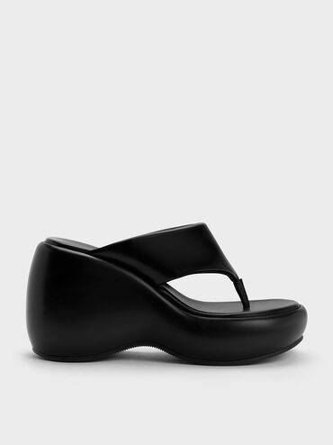 Noemi Platform Wedges, Black, hi-res