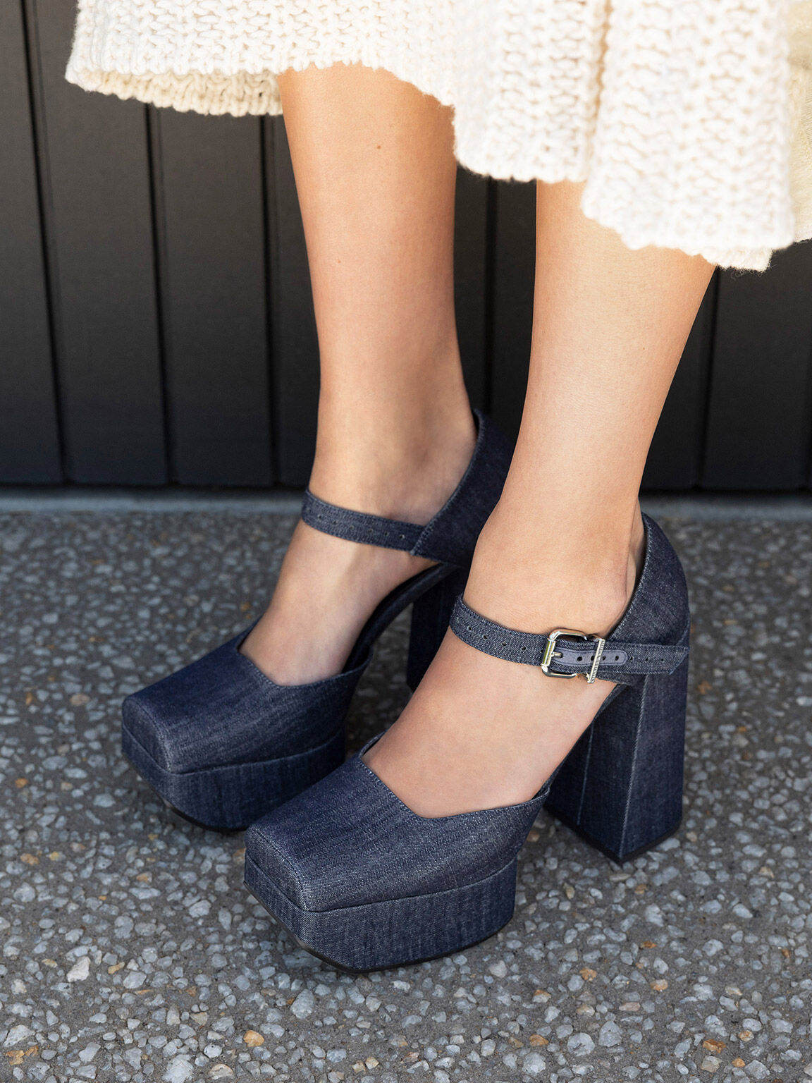 Denim platform heels cheap