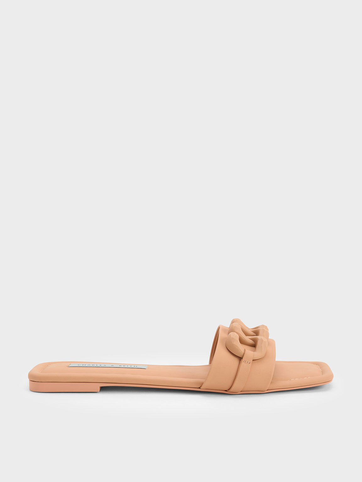 Camel Chunky Chain Link Slide Sandals CHARLES KEITH IN
