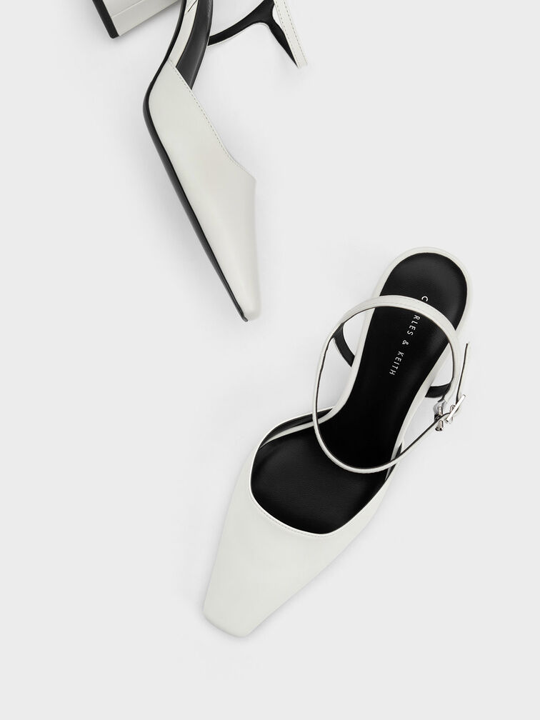 Tapered Block Heel Pumps, White, hi-res