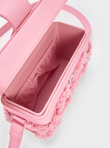 Bronte Frayed Denim Boxy Crossbody Bag, Pink, hi-res