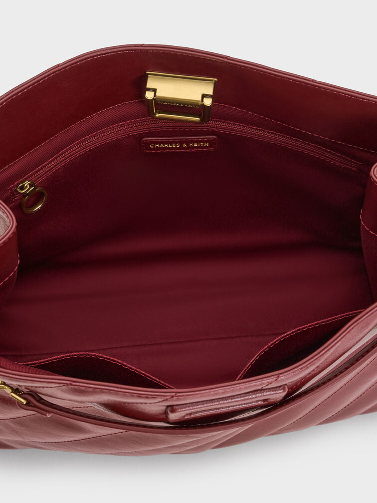 Neva Panelled Chain-Strap Tote Bag, Mulberry Plum, hi-res