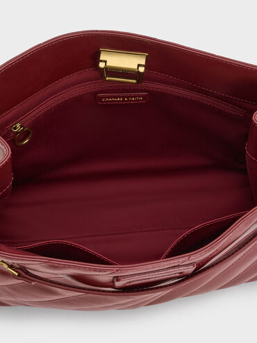 Neva Panelled Chain-Strap Tote Bag, Mulberry Plum, hi-res