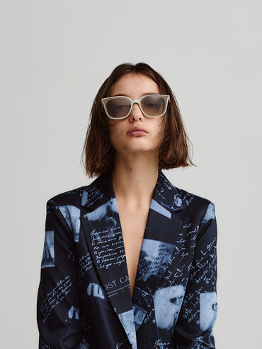 Maude Recycled Acetate Square Sunglasses, Chalk, hi-res