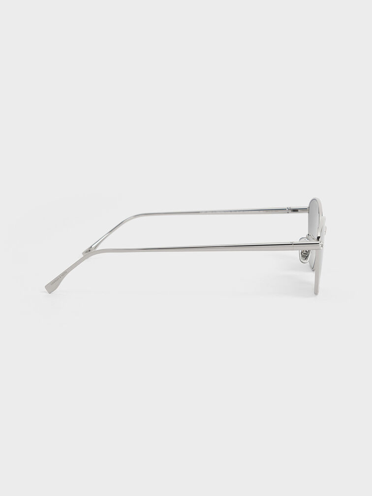 Crystal-Accent Cat-Eye Sunglasses, Silver, hi-res