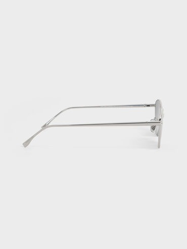 Crystal-Accent Cat-Eye Sunglasses, Silver, hi-res