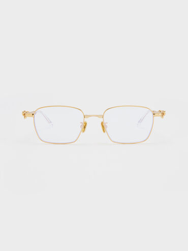 Paige Clear Rectangular Sunglasses, Brush Gold, hi-res