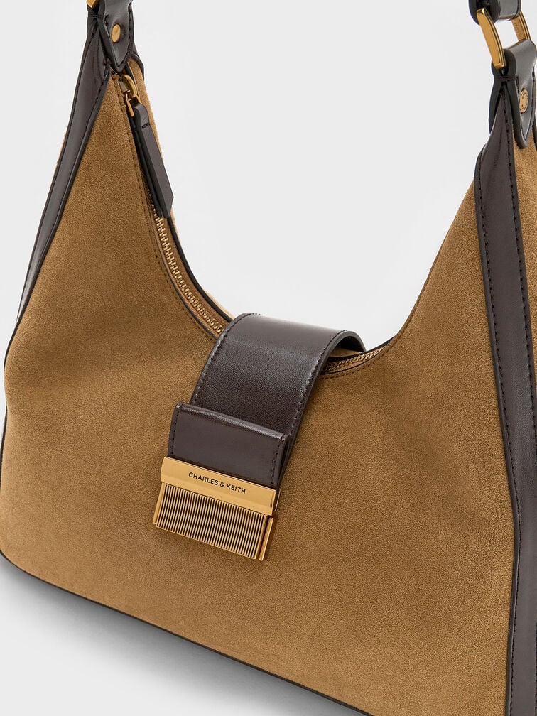 Charlot Recycled Suede Hobo Bag, Sahara Sand, hi-res