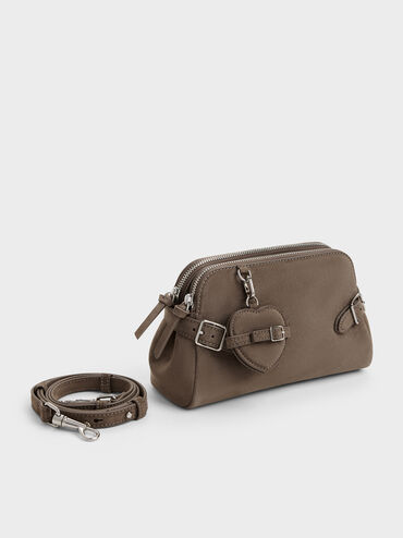 Nellie Heart-Charm Shoulder Bag, Stone Grey, hi-res