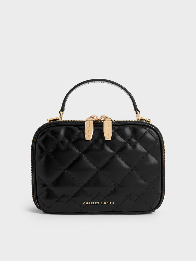 Duo Quilted Vanity Bag, Black, hi-res