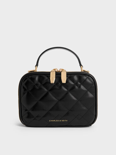 Duo Quilted Vanity Bag, Black, hi-res