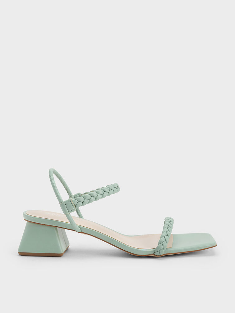 Braided Back Strap Sandals, Mint Green, hi-res