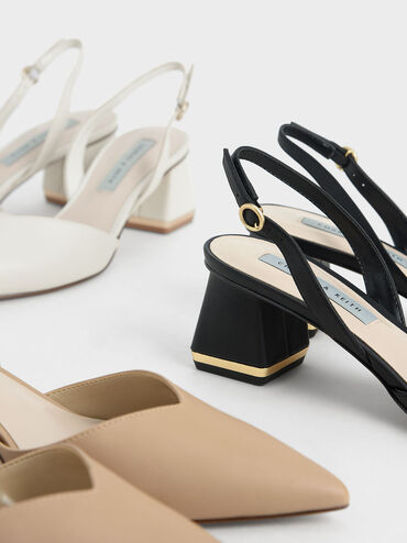 Katarina Trapeze Heel Slingback Pumps, Chalk, hi-res