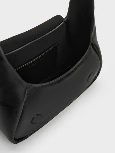 Buzz Front Flap Hobo Bag, Black, hi-res