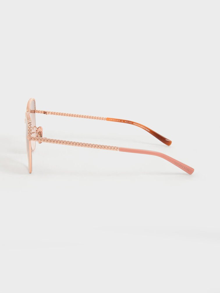 Recycled Acetate Braided Butterfly Sunglasses, Rose Gold, hi-res