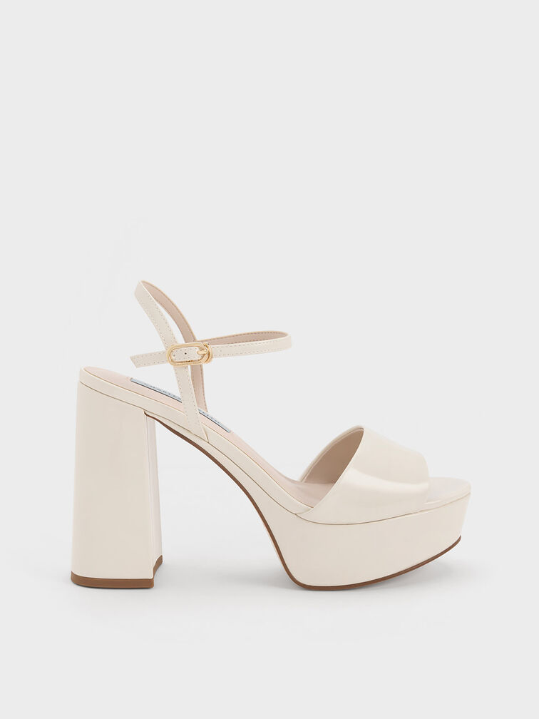 Halle Peep-Toe Metallic Platform Sandals, Chalk, hi-res