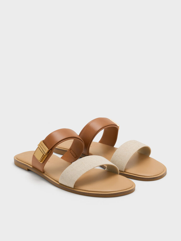 Dove Two-Tone Double-Strap Sandals, Caramel, hi-res