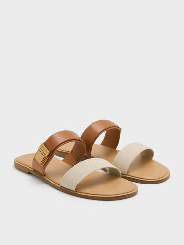 Dove Two-Tone Double-Strap Sandals, Caramel, hi-res