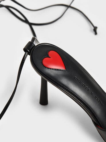 Amora Heart Cut-Out Lace-Up Pumps, Black, hi-res