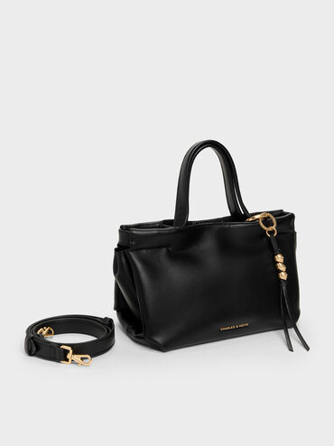 Mini Zephyr Tassel Tote Bag, Black, hi-res