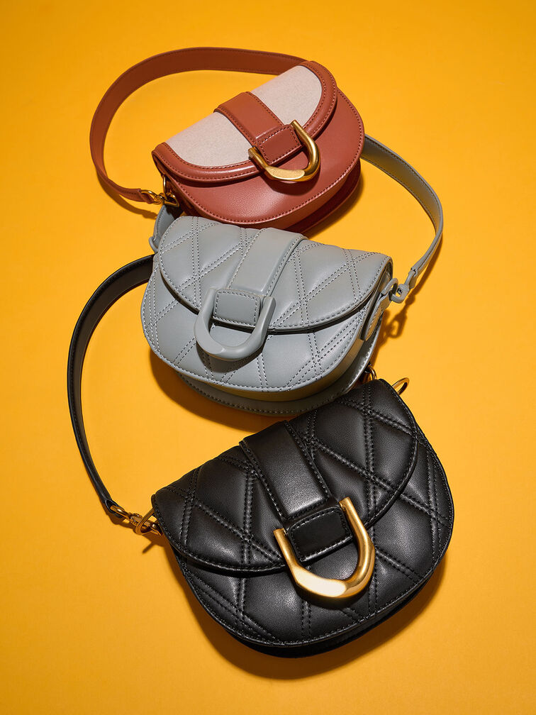 Mini Gabine Quilted Saddle Bag, Steel Blue, hi-res
