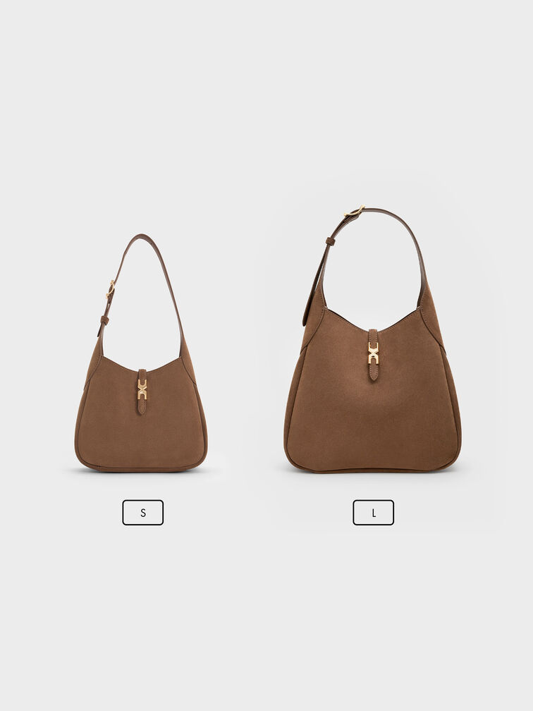 Mini Adalyn Recycled Suede Hobo Bag, Mocha Brown, hi-res
