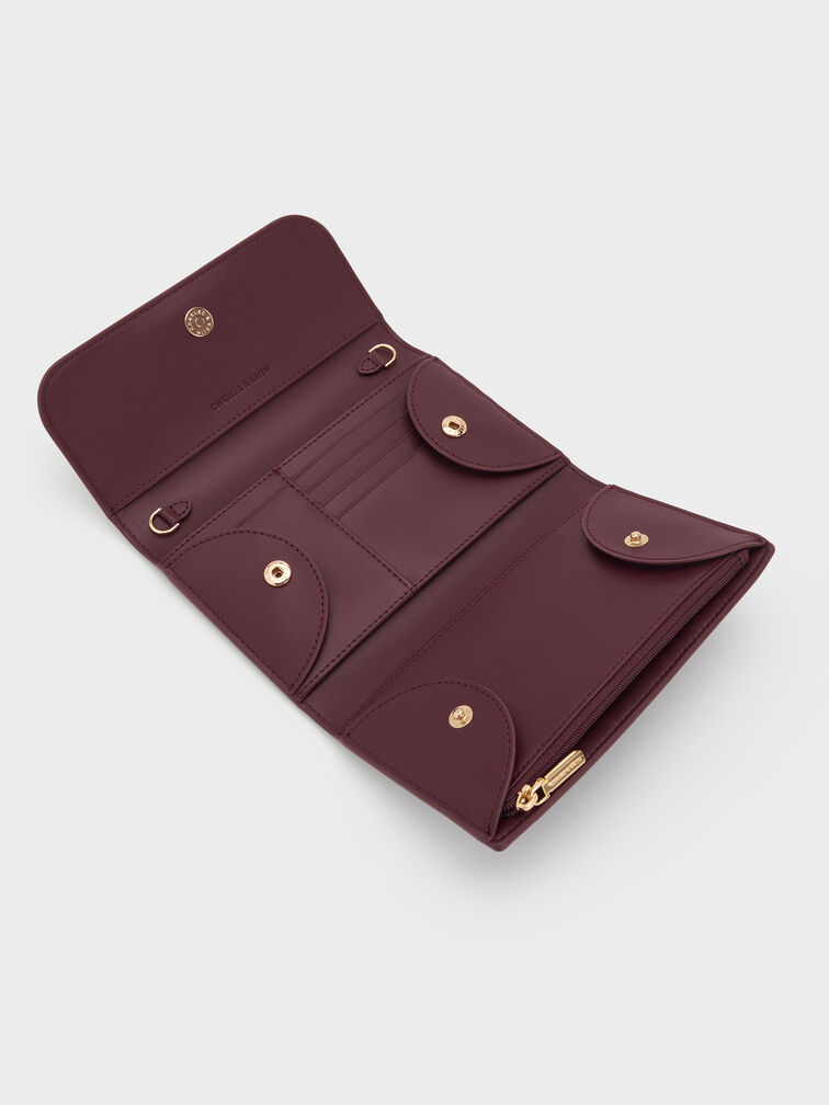 Octavia Front Flap Long Wallet, Wineberry Red, hi-res