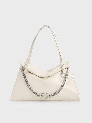 Andromeda Chunky-Chain Trapeze Tote Bag, Cream, hi-res