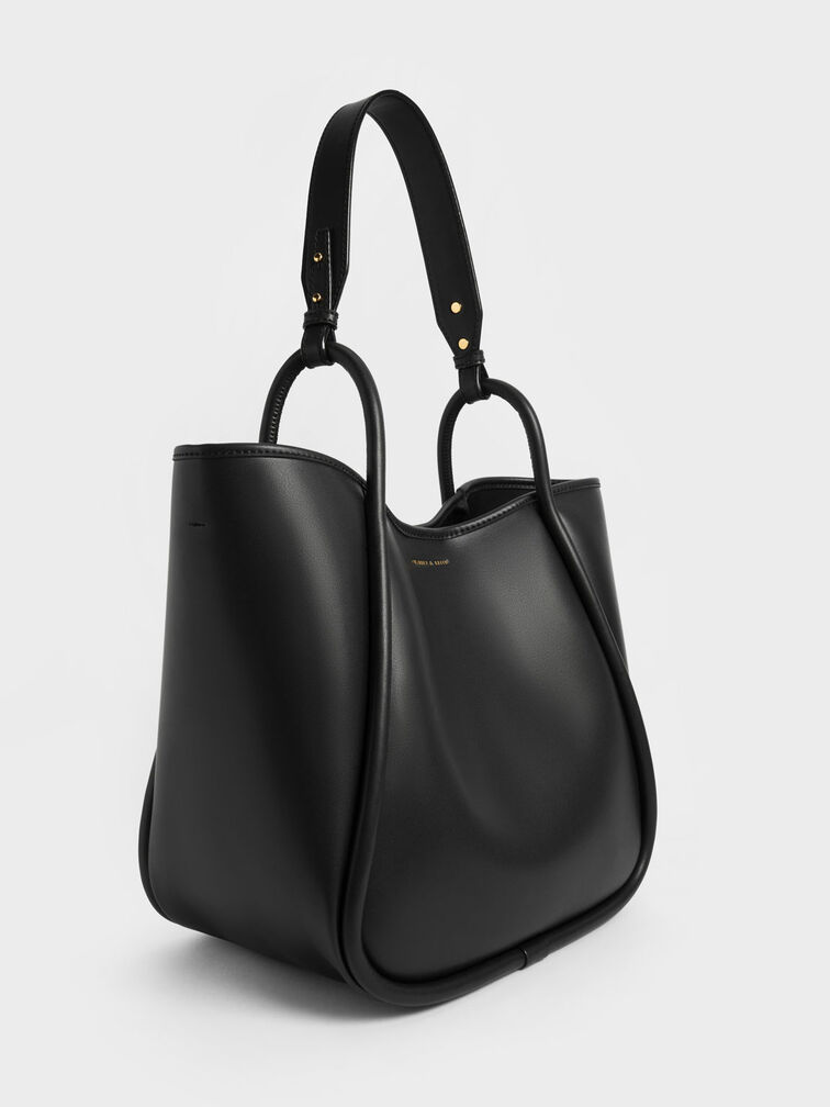 Large Slouchy Tote Bag, Black, hi-res