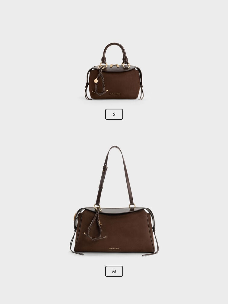 Haylen Braided-Charm Shoulder Bag, Espresso Brown, hi-res