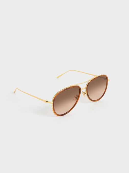Recycled Acetate Gradient Tint Aviator Sunglasses, T. Shell, hi-res