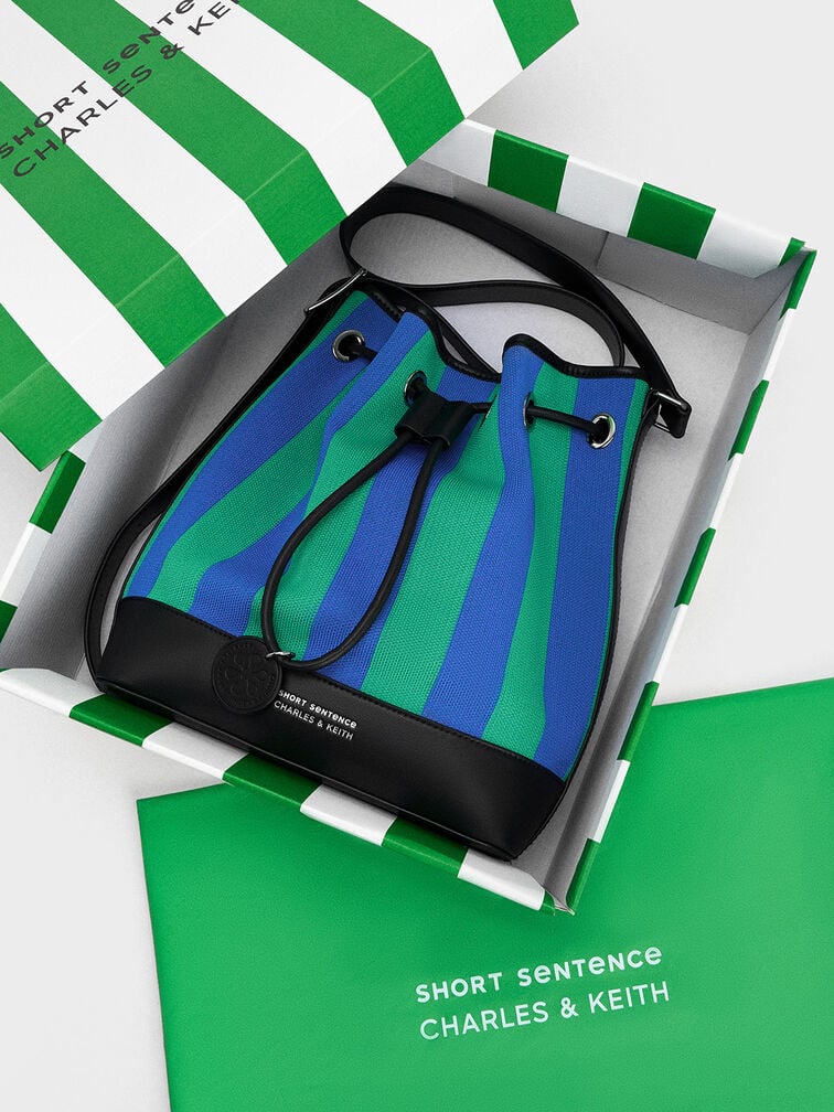 Striped Bucket Bag, Multi, hi-res