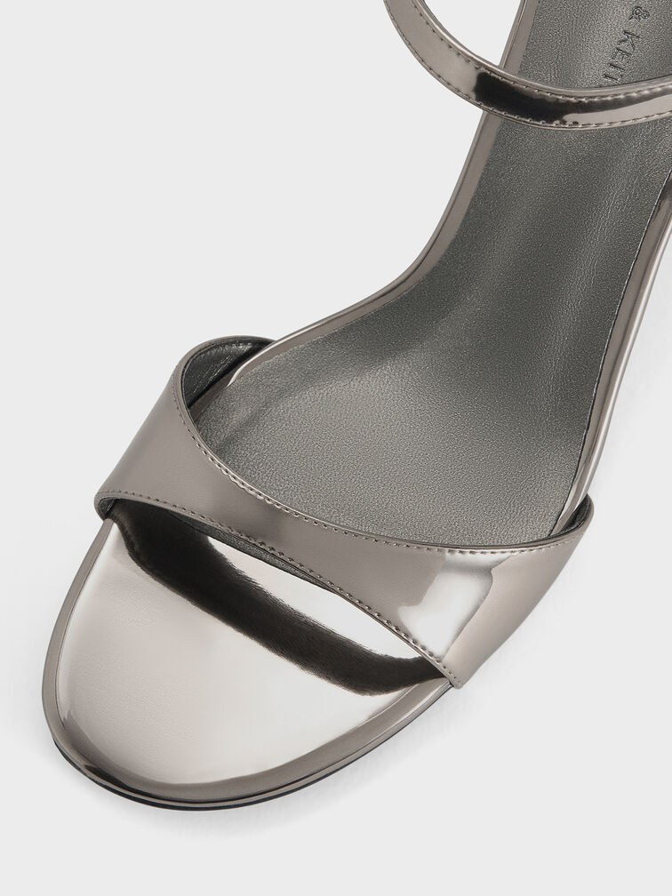 Betty Metallic Block-Heel Sandals, Pewter, hi-res