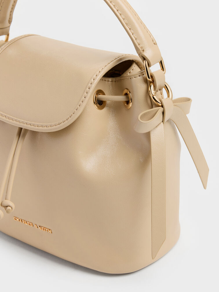 Dalia Bow Top Handle Bag, Sand Beige, hi-res