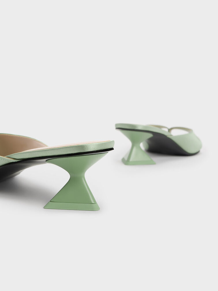Recycled Polyester Sculptural Heel Thong Sandals, Green, hi-res