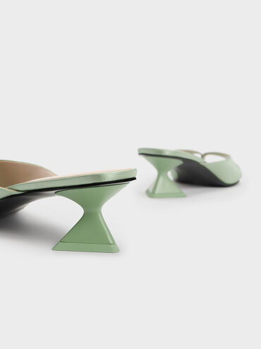 Recycled Polyester Sculptural Heel Thong Sandals, Green, hi-res