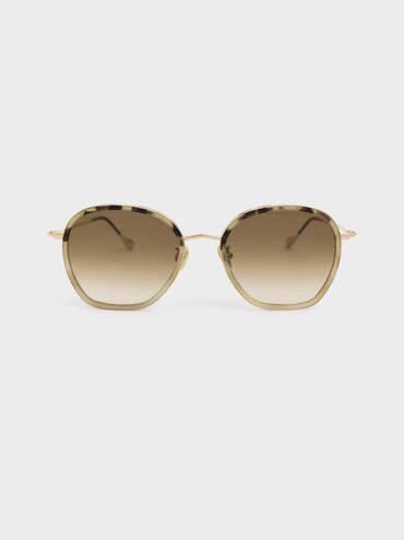 Recycled Acetate Wire-Frame Sunglasses, Taupe, hi-res