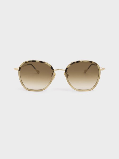 Recycled Acetate Wire-Frame Sunglasses, Taupe, hi-res