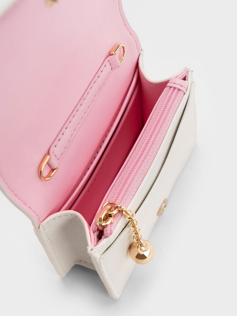 Micaela Tweed Card Holder, White, hi-res