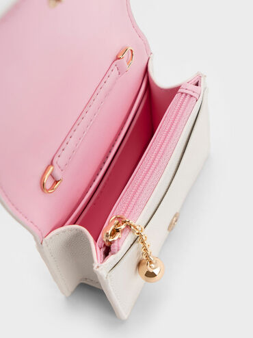 Micaela Tweed Card Holder, White, hi-res