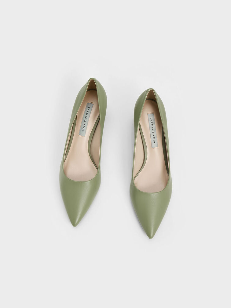 Trapeze Kitten Heel Pumps, Sage Green, hi-res