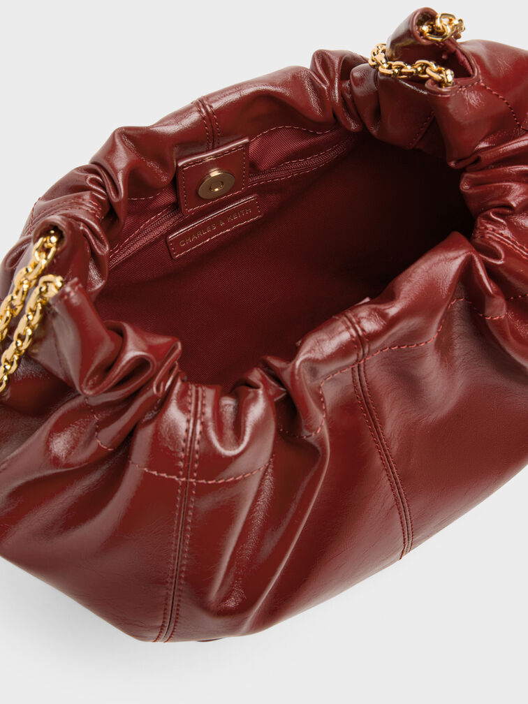 Ciara Ruched Hobo Bag, Burgundy, hi-res