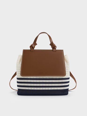 Girls' Ida Stripped Knitted Backpack, Multi, hi-res