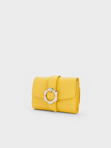 Petra Flower Buckle Wallet, Yellow, hi-res