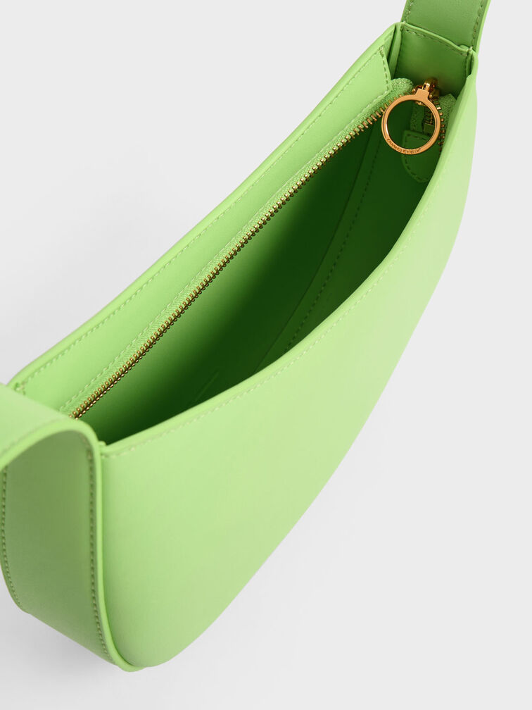 Curved Shoulder Bag, Green, hi-res