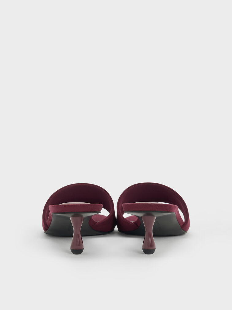 Ruthie Faux Suede Heeled Mules, Burgundy, hi-res