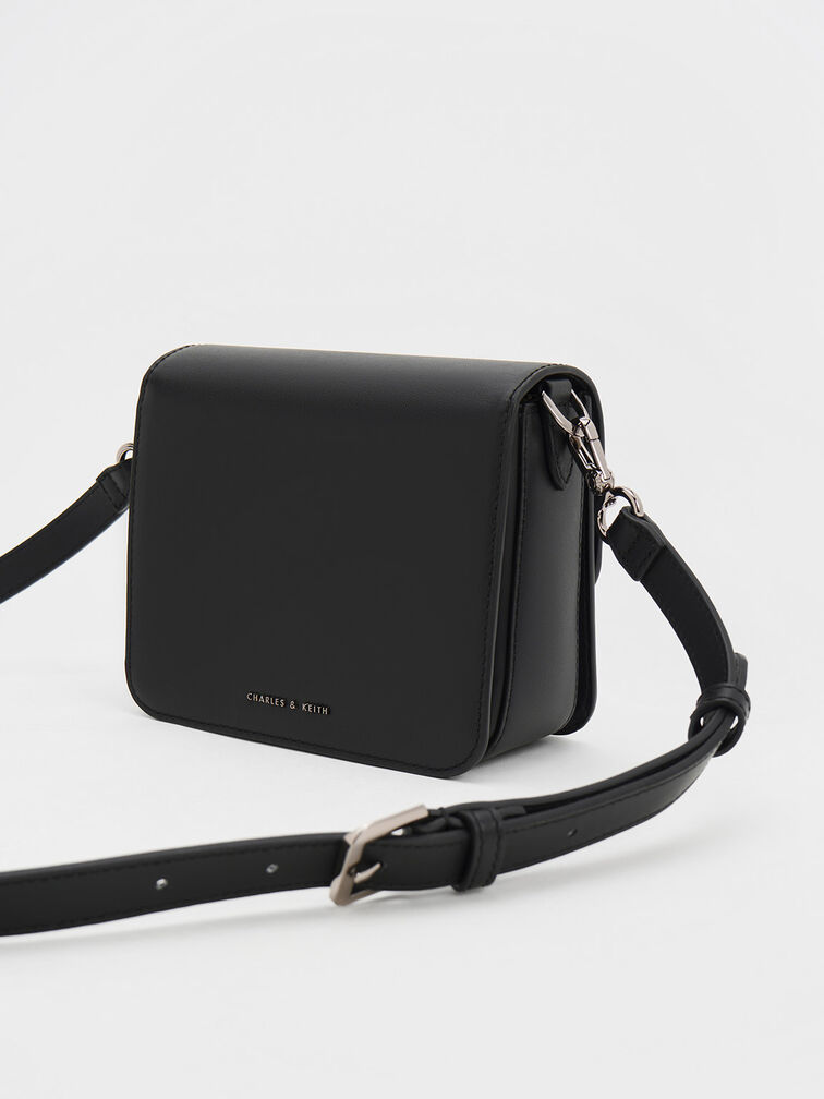 Gabine Leather Crossbody Bag, Noir, hi-res