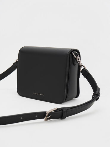 Gabine Leather Crossbody Bag, Noir, hi-res