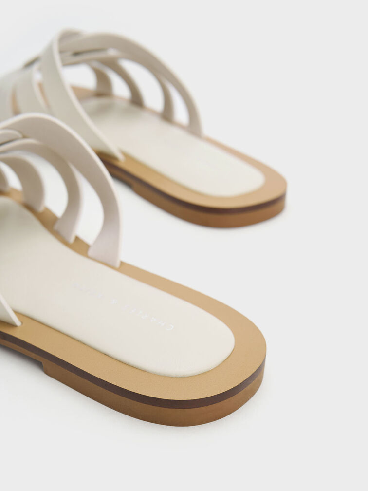 Interwoven Slide Sandals, Chalk, hi-res