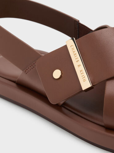 Audra Crossover Slingback Sandals, Dark Brown, hi-res